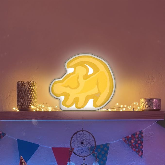 Allenjoy Yellow Cartoon Lion Night Light Desk Lamp - Wall Mountable LED Lightbox Sign, Home Office Room Decor, Gifts for Kids Teens Men Women Fans