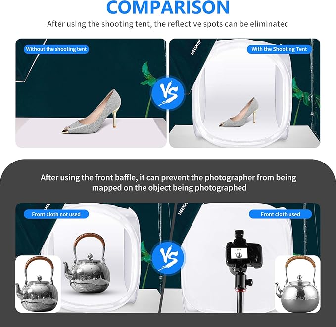 Neewer® 24x24 inch/60x60 cm Photo Studio Shooting Tent Light Cube Diffusion Soft Box Kit with 4 Colors Backdrops (Red Dark Blue Black White) for Photography