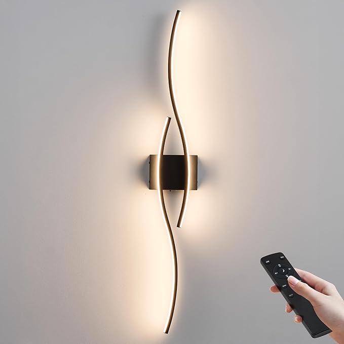 KARTOOSH Wireless Wall Sconces, Dimmable LED Sconce with Remote | Battery Operated Wall Sconce with 3 CCT Night-Light Timer Memory Modern Wall Sconces for Living Room, Hallway, Bedroom