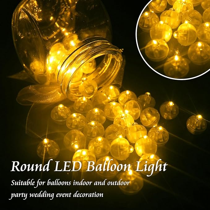 200pcs Balloon Lights Warm White+Rainbow Mini Led Lights Round Long Standby Time Ball Lamps Paper Lantern Balloon Liamps for Birthday Party Easter Christmas Halloween Decoration