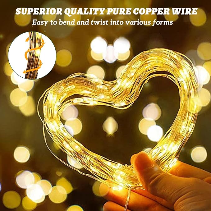 2-Pack Fairy Lights Plug in, 33ft 100 LED Fairy String Lights Indoor Outdoor Waterproof Copper Wire String Lights Warm White Twinkle Lights Starry Lights for Bedroom Garden Wedding Party Decoration
