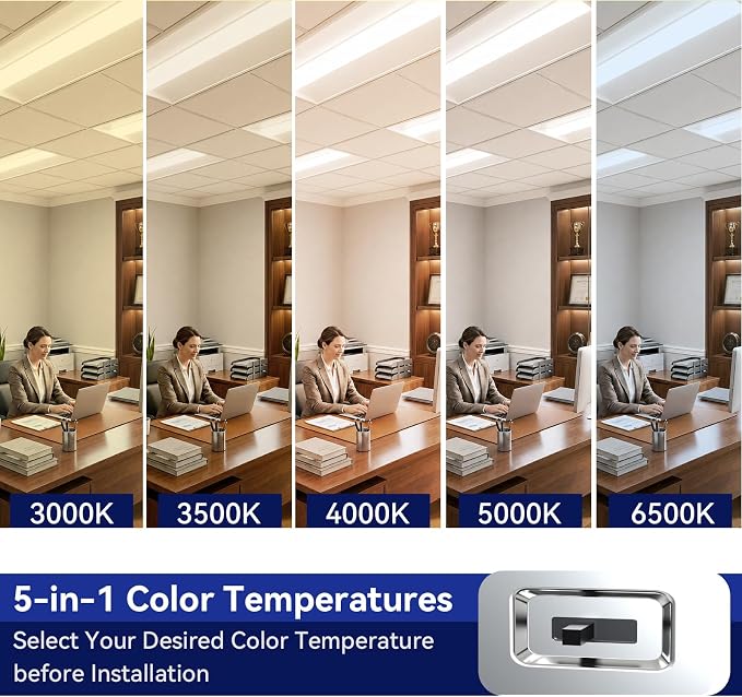 2x4 FT LED Center Basket Troffer Panel Light Drop Ceiling Fixture | Dimmable 72/60/50/40/30W, 5CCT Color Tunable 3000K-6500K 120-277V-ETL Qualified 4-Pack