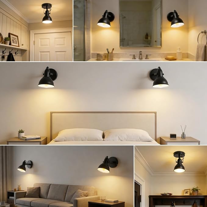 HiBay 1-Light Track Lighting Black, Directional Ceiling Wall Spotlight | Industrial LED Track Spot Light Fixture Indoor for Kitchen Bedroom Bedside, E26 Base, Bulbs Not Included