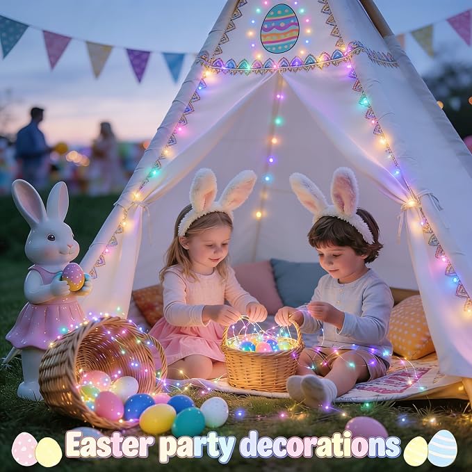 JMEXSUSS 2 Pack Pastel Fairy Lights Battery Operated, Total 200 LED 66ft | with Remote, 8 Modes, Easter lights Outdoor Waterproof, Pastel Twinkle String Lights for Xmas Bedroom Indoor Easter Decor