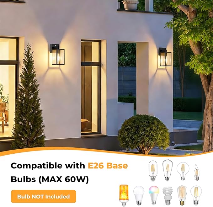 4 Pack Dusk to Dawn Outdoor Wall Light Fixtures | Exterior Porch Light Waterproof Wall Sconces Lanterns