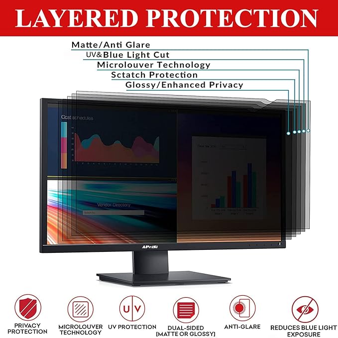 42 Inch Privacy Screen Filter for Widescreen 16:9 TV Monitor | Privacy Shield | Anti-Glare | Anti-Blue light | Eye Protection | Anti Spy | Computer Security Private Filter Protector