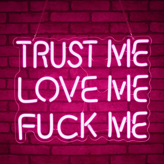 Neon Sign, JGHTURIE Trust Me Neon Signs for Wall Decor Love Me Pink Light Up Sign for Man Cave Girls Room Party Art Bar Led Signs USB Powered