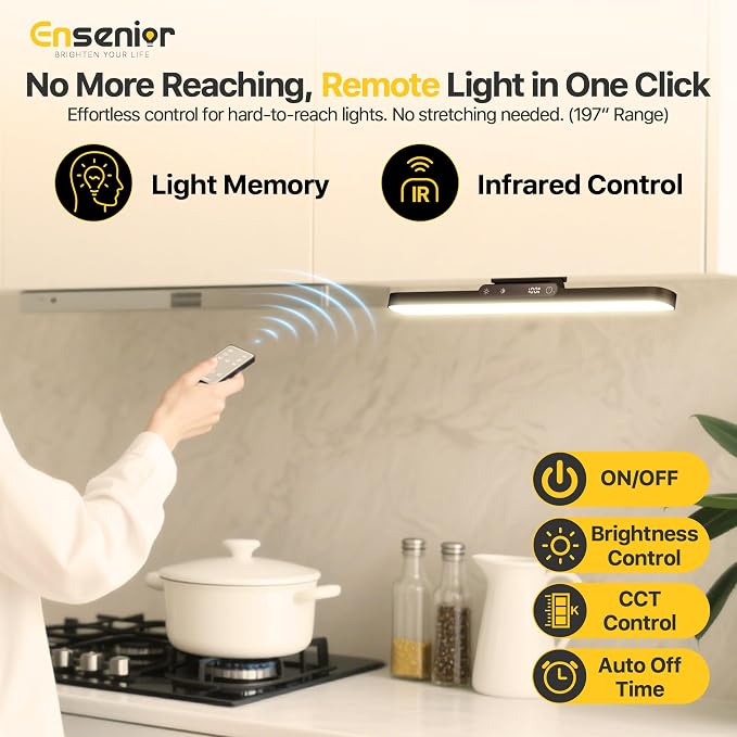 14" Rechargeable Vanity Light Bar, Makeup Mirror Lights with Remote Control | Stick on, Dimmable, Eye-Friendly, 3 Colors CRI85+, Battery Display, Wireless, Magnetic 130° Rotatable, 2500mAh