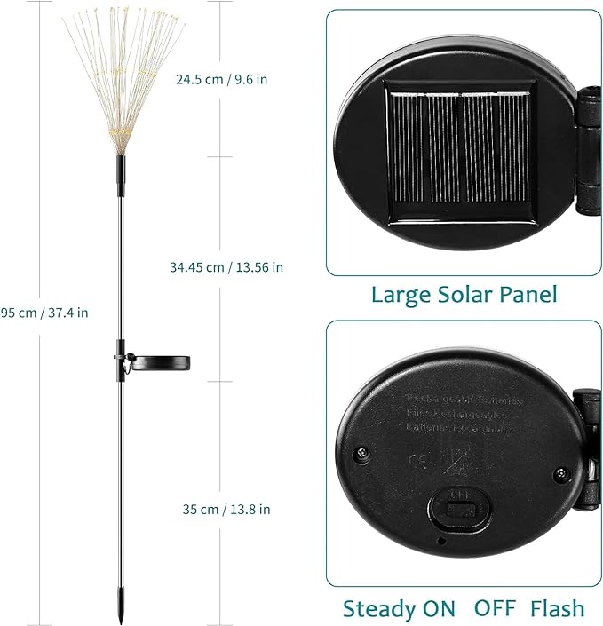 JJGoo Solar Firework Lights, 2 Pack 150 LEDs 2 Lighting Modes Solar Lights Outdoor Waterproof for Garden Patio Walkway Pathway Party Wedding Christmas Decorative - Pink