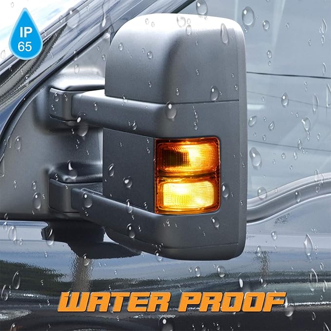 HERCOO Amber Side Mirror Marker Lights Lens w/LED Compatible with 2008-2016 F250 F350 F450 Super Duty Turn Signal Aftermarket Replacement, Qty: 2, Amber & White