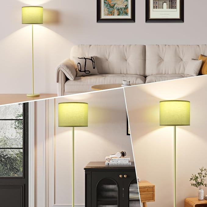 60'' Modern Floor Lamp with Shade, Tall Lamps for Living Room, Bedroom, Office, Dining Room, Light Green Lampshade(Without Bulb)