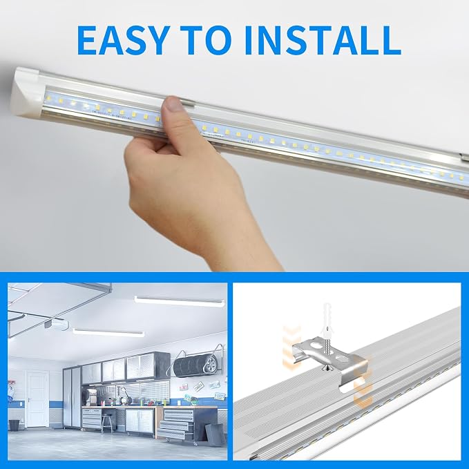(6-Pack) CNSUNWAY LED Shop Lights 2FT, 22W 3300 LM 6500K, V-Shaped Linkable | High-Efficiency Under Cabinet Lighting, T8 Shop Light for Workbench, Kitchen, Workshop, Basement, Plug and Play ETL Listed