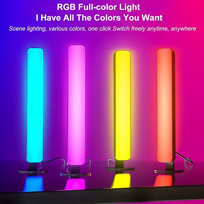 Smart RGB LED Light Bars for Gaming Desk, PC Monitor, TV – 10 Inch, Music Sync, Remote Control, 15 Modes, USB Powered, Horizontal & Stereoscopic Placement for Room Decor & Mood Lighting