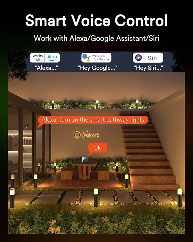 Lumary Smart Low Voltage Pathway Lights 2100LM 6 Pack, IP65 Waterproof, 24V | RGBAI/Cool/Warm light, Timer, 50+ Scenes, Custom Schedules, Works with Alexa/Google Home, Garden/Driveway/Landscape Lighting