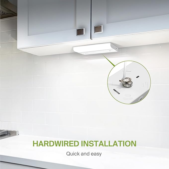 ASD 20 Pack 9 Inch Hardwired LED Under Cabinet Lights, On/Off & 5CCT Switch 2700K-5000K, 4W 337LM CRI90+, Direct Wire Low Profile Linkable Fixture, Dimmable Under Counter Kitchen Lighting, White, UL