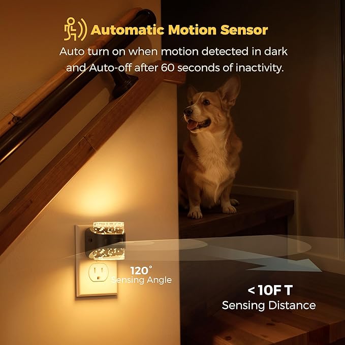 L LOHAS LED Motion Sensor Night Light,5CCT Night Lights Plug into Wall | 2 Pack Color Temperature Change Night-Light,Acrylic Bubble Dimmable Nightlight with Dusk to Dawn Sensor for Bathroom Hallway