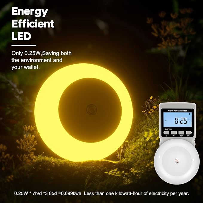 fesnne Night Light, Night Lights Plug into Wall, Dusk to Dawn Sensor, Amber Led Night Light 0.5W, 8 Pack Nightlight for Adults, Bedroom, Bathroom, Hallway, Kitchen
