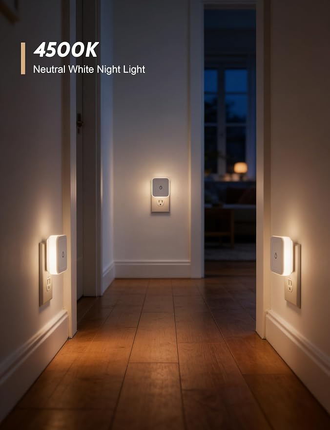 Sujeet Modern Night Light, 1-50LM Stepless Dimming LED Night Light with 3CCT (3000K/4500K/6500K), Night Lights Plug into Wall Night Light for Adults, Bedroom, Bathroom, Hallway,8-Pack,No Light Sensor