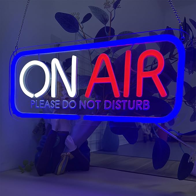 ON AIR Neon Sign LED Studio Recording Light for Podcast Streamer | 15.7 inch USB Powered Hanging Wall Decor with Do Not Disturb Sign