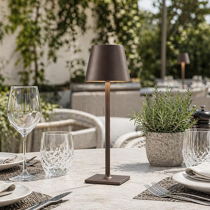 Yogaret Cordless Table lamp Brown 2pack for Restaurant Home Dinner Dining Kitchen Outdoor Patio,Waterproof & Portable