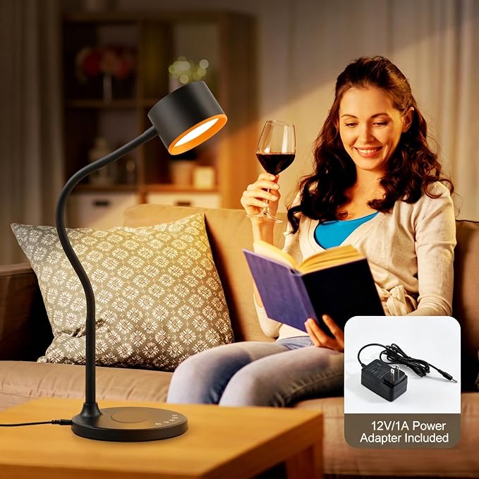 LiFMIRA Desk lamp with USB Charging Ports, Touch Control Desk Light Black | Reading Lamp for Home Office, 5 Color Stepless Dimming Study Lamps Reading Light Table Lamp for Bedroom Bedside Dorm Room
