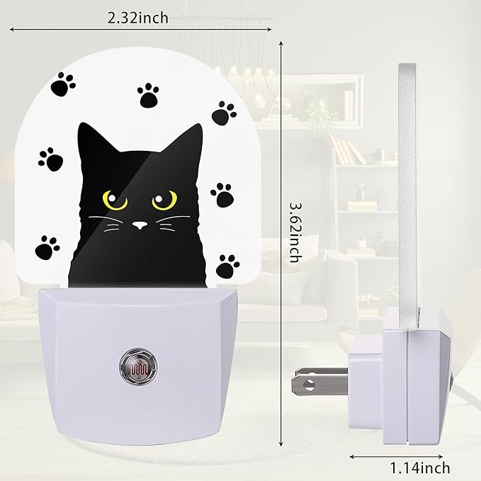 Black Cat Night Light, Night Light Plug into Wall with Dusk to Dawn Sensor, LED Lamp Energy Saving Lights for Men Women Boys Girls,Lamp for Bedroom Bathroom Hallway