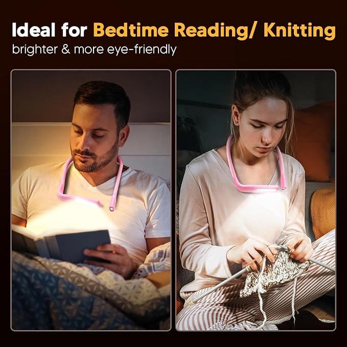 Mothers Day Gifts for Mom Wife: Neck Booklight for Reading in Bed at Night, Pink Light Knitting Accessories Sewing Supplies,Teen Girls College Students Gifts for Women Mom Nurse Present Mothers Day