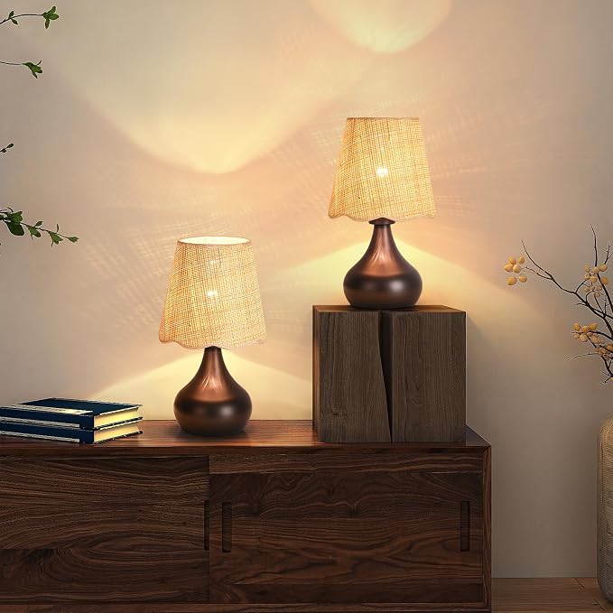 Ziqqeelam Oil Rubbed Bronze Small Table Lamp for Bedside, Farmhouse Bedroom Lamps for Nightstand, Vintage Small Table Lamps for Small Spaces for Bedroom, Kitchen Counter, End of Table, Office