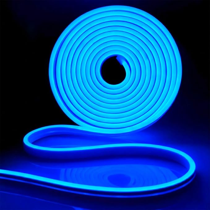 iNextStation 16.4FT 12V LED Strip Light Blue Neon LED Rope Lights (No Plug) | IP65 Waterproof Flexible Silicone Neon LED Lights Strip, 0.98Inch Cuttable LED Strips for DIY, Bedroom, Gaming Room TV Decor