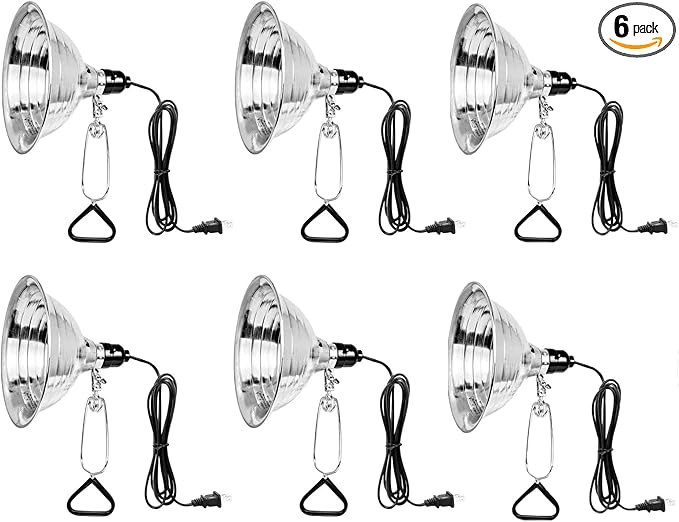 Simple Deluxe Clamp Lamp Light Socket with 8.5 Inch Aluminum Reflector, Suit for Max 150 Watt Lamp (No Bulb Included) with 18/2-Gauge 6 Feet Cord, 6-Pack