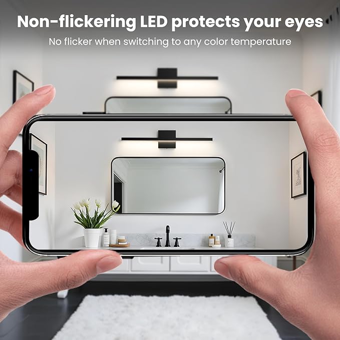 Black Vanity Light Fixtures for Bathroom - 23.6 inch Dimmable Modern Bathroom Light Fixture Over Mirror 5CCT Adjustable Wall Sconce Lighting Fixture LED Vanity Lights Bar