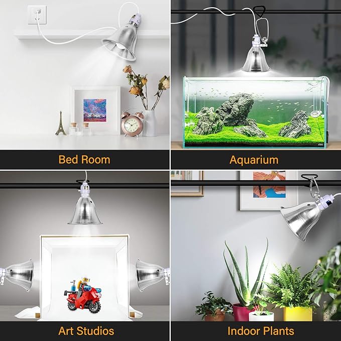 Simple Deluxe Clamp Lamp Light 60 Watt with 5.5 Inch Aluminum Reflector (no Bulb Included), 6 Feet Cord, 2 Pack, White