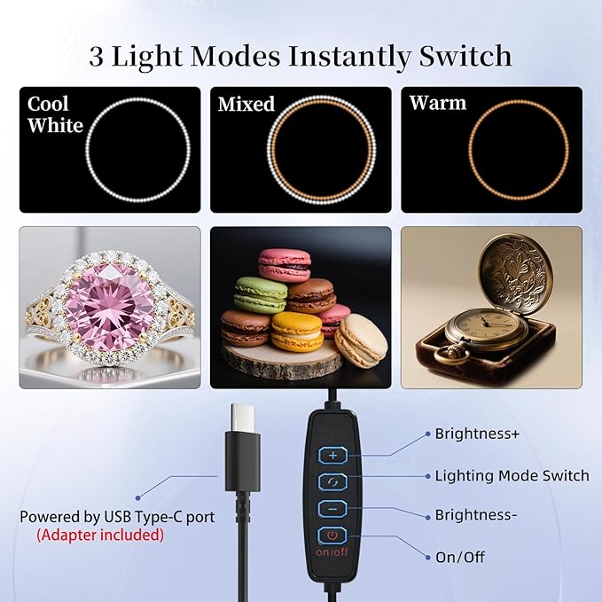 Portable Photo Light Box 16x12x16 Inch - 180 LED Professional Photography Studio with CRI 97, 3 Color Modes, Dimmable Shooting Tent Kit, 6 PVC Backdrops for Jewelry Food Product Photography