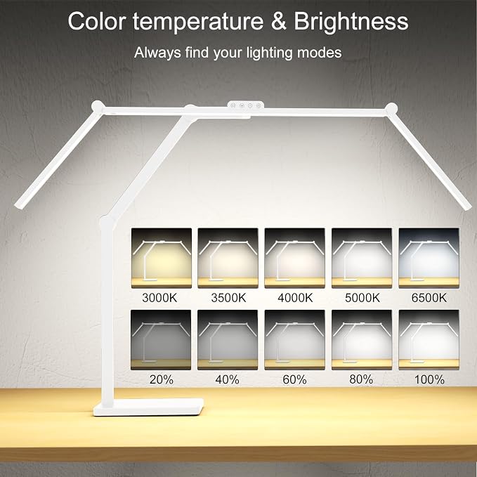 Omorepa 36 W 3000 LM Ultra Bright Architect Desk Lamp with Base, 47.4 Inch Wide Tall Overhead Desk Light for Home Office, Dimmable Table Light with Remote for Desktop Working,Drafting,Reading
