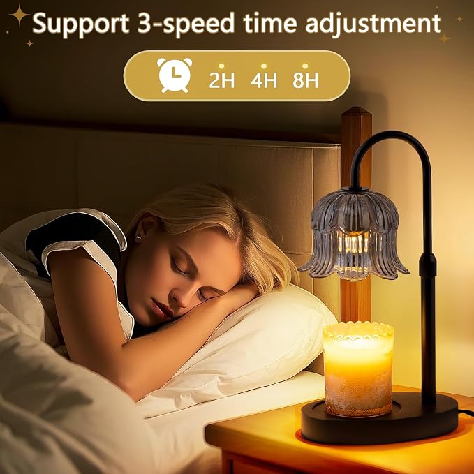 CRMILL Candle Warmer Lamp Electric Timer - Candles Height Control Warmers Scented Lamps No Flame Heat Warm Melt Wax Jar Modern Home Decor Table Lights for Home Living Bedroom Decorative
