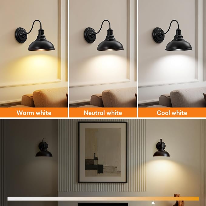 Lightess Black Rechargeable Battery Operated Wall Sconces Set of 2 | Wireless Cordless No Hard Wiring Required Remote Controlled 12 Colors Dimmable Gooseneck For Vintage Bedroom Wall Decor