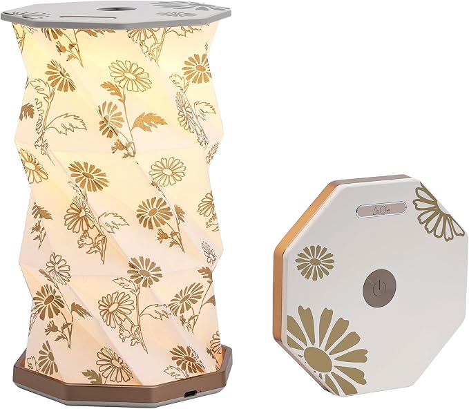 Birthday Flower Folding Lamp, Paper Lantern Lights, Japanese Gifts | Rechargeable Paper Light, Elegant Gift Box – Ideal Anniversary, Birthday Gift for Women, Mom, Grandma-White Daisy