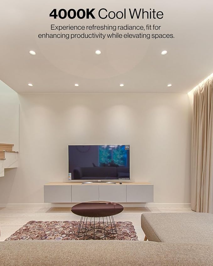 Sunco 4 Inch LED Recessed Lights, Retrofit Can Light for Ceiling, Baffle Trim, 660 LM, 11W (60W Equivalent), 4000K Cool White, Dimmable, Damp Rated ETL 4 Pack.