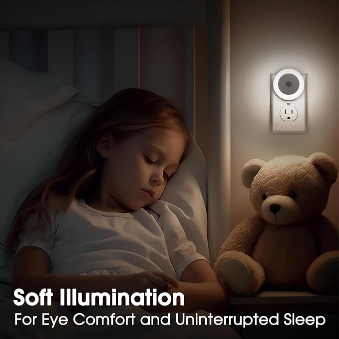 LED Baby Night Lights Plug into Wall [2 Pack] Light Sensors | LED Night Light for Kids Room, Baby Night Light, Bathroom Night Light, Stair Lights, Hallway Light, White