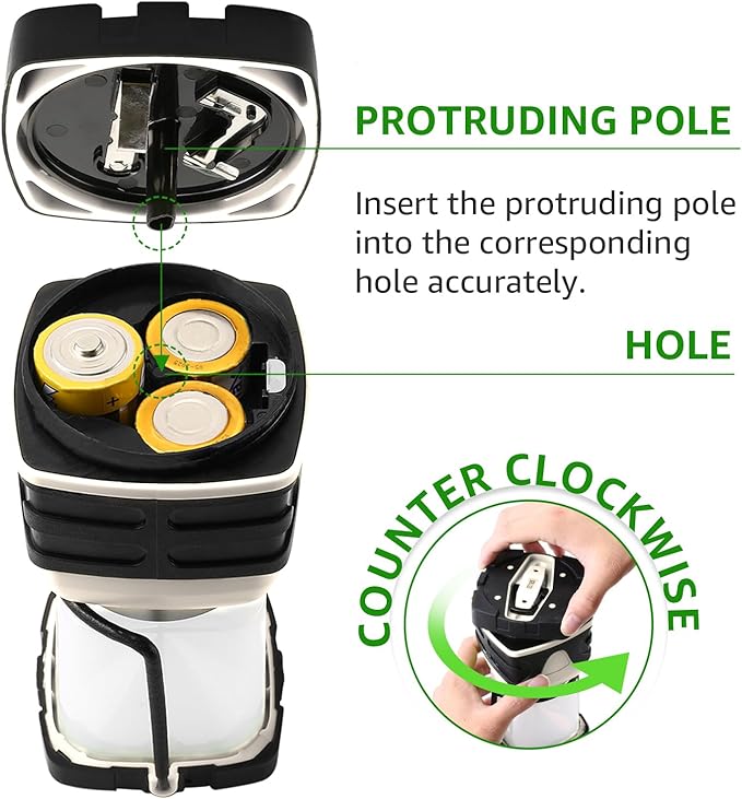 Lepro 1000LM Battery Powered LED Camping Lantern, White Tent Light with 4 Light Modes, Camping Essentials, Waterproof Lantern Flashlight for Camping, Emergency Light, Power Outage, Not Rechargeable