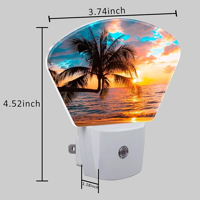 Beautiful Sunset Plug in Night Lights, Palm Tree Nightlight Plug Into Wall Dusk to Dawn Sensor for Kid Girls Boys Women Men Room, Hallway, Kitchen, Bathroom, Stairs Decor