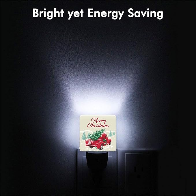 Christmas Truck Rtetro Night Light,Plug into Wall with Dusk to Dawn Light Sensors,LED Nightlights for Bedroom,Bathroom,Kitchen,Hallway,Room Decor for Boys Girls Women Men
