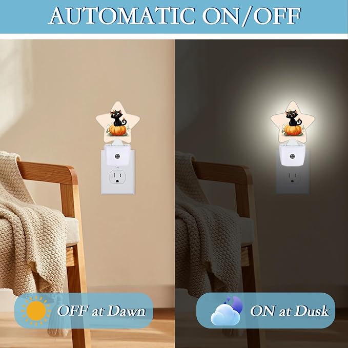 Happy Halloween Night Light,Plug-in Wall Led Night Lights Decor for Boys Girls Room,Dusk to Dawn Sensor Wall Lamp for Bedroom/Bathroom/Hallway,0.5w