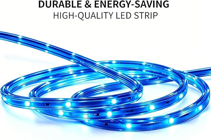 16.4ft Blue LED Strip Light Waterproof | Flexible flat design. Connectable. 50,000hr lifespan. Ideal for home, garden, patio, party, Christmas decoration.