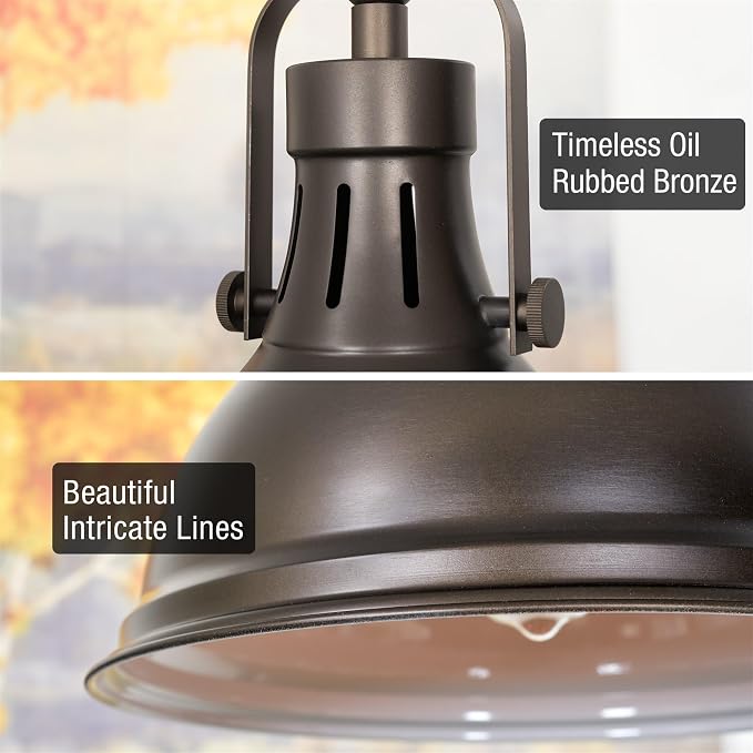 Kira Home Belle 14" Modern Industrial Pendant Light for Kitchen Island | Classic Dome Metal Shade, Retro Mid-century Profile Design, Classic Oil Rubbed Bronze Finish Ceiling Hanging Fixture
