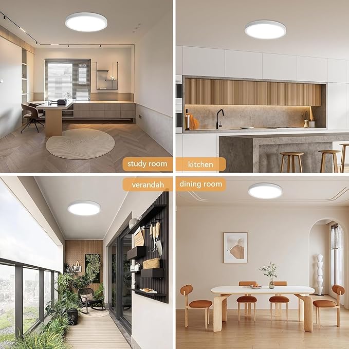 6PK 15.8 Inch Led Ceiling Light Flush Mount, 34W, 3060LM, 3000K/4000K/6000K CCT Selectable Super Slim LED Ceiling Light, Close to Ceiling Round Flat Panel Light for Hallway, Bedroom,Kitchen ect