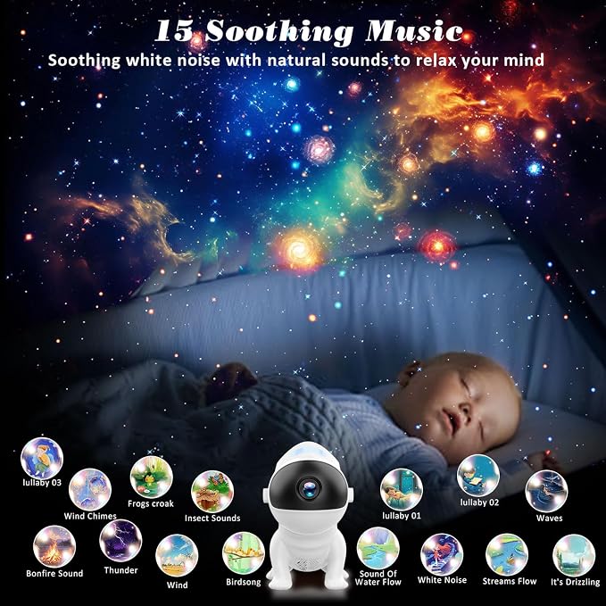 Galaxy Projector Pro for Bedroom,13 in 1 Planetarium Star Projector with White Noise,Timer,Remote,Music Speaker,360° Rotating Ceiling Night Light,LED Space Night Light Projector for Kids Adults Gifts