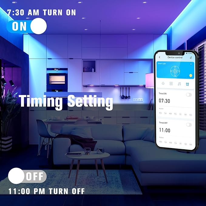 Led Lights for Bedroom 110FT (1 Roll), RGB Color Changing Led Strip Lights | Smart APP and IR Remote Control / Music Sync Color Change / Room Decoration / Party Festival Décor
