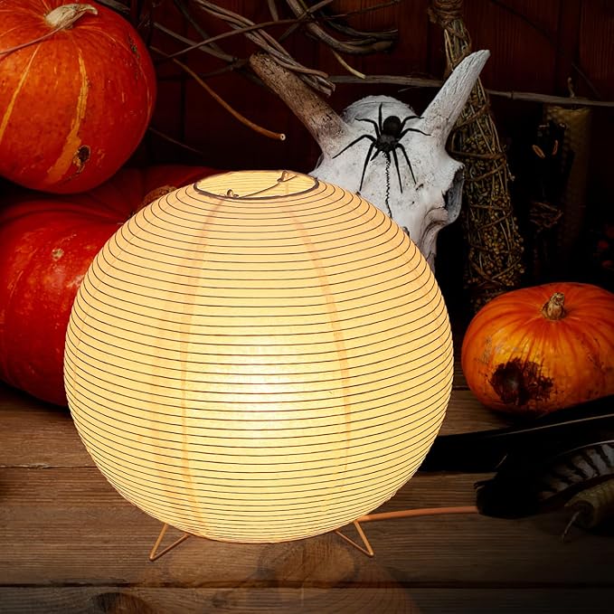 Paper Lantern Lamp: Floor Lamp Shield Japanese Style Standing Lampshade for Bedroom Desk and Nursery Bulb Included Minimalist Design with Base for Home Decor