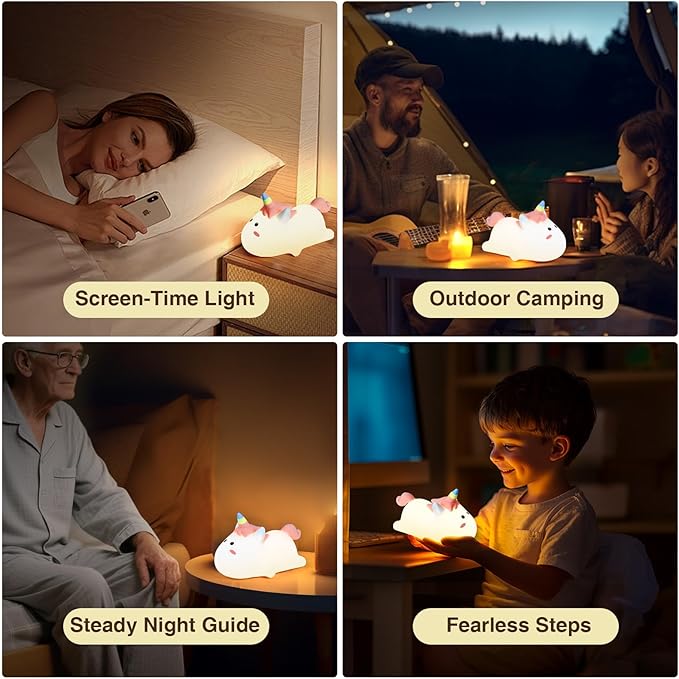 Dealswin Christmas Stocking Stuffers Girls Gifts, Cute Animal Silicone LED Night Light for Kids, Color-Changing Touch Lamp, Bedside & Nursery Night Lamp for Toddlers Baby Room Decor, Birthday Gift